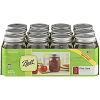 12 Ball Mason Jar with Lid - Regular Mouth - 16 oz by Jarden (Packs of 12)