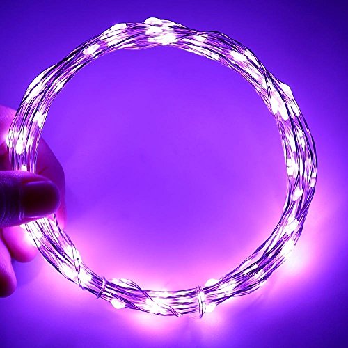 Icicle Solar Powered String Light, 26ft 120LED Flexible Copper Wire Indoor/Outdoor Waterproof Decorative Light for Patio, Path, Lawn, Garden, Balcony, Yard, Fence，Halloween Decorations(Purple) - Thumbnail 4