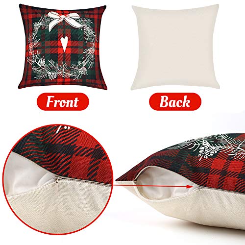 VGOODALL Christmas Pillow Covers, 4 PCS 18 Christmas Sofa Throw Pillow Case Random Style