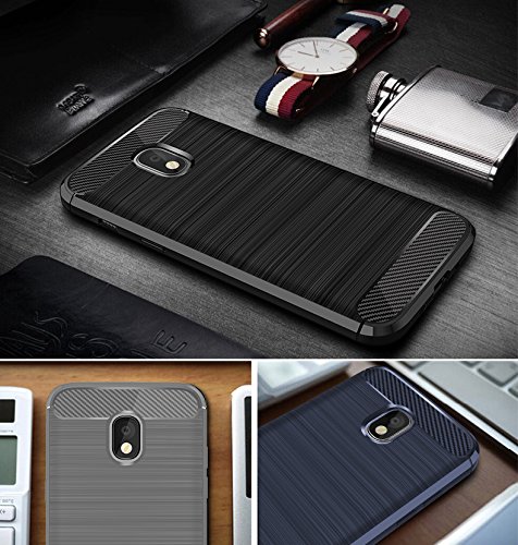 Samsung Galaxy J3 2018 Case,Galaxy J3 Eclipse 2/J3 Orbit/J3 Achieve/J3 Express Prime/J3 Prime 2 Case,YYQUEEN Carbon Fiber TPU Rugged Armor Protective Cover for Samsung Galaxy J3 2018 (Black)