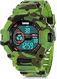 Aposon Men's Digital Electronic Waterproof LED Sport Watch Casual Military Multifunction 12H/24H Time Back Light with Simple Design 164FT 50M Water Resistant Calendar Month Date Day Camouflage Green
