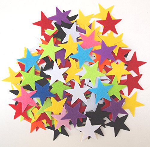 100 pc Mixed Color Assortment 1.5 inch Sticky Back Felt Stars