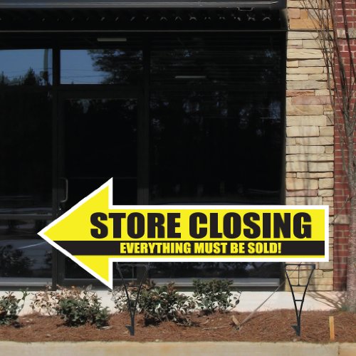 VictoryStore Yard Sign Outdoor Lawn Decorations: 2 Store Closing Everything Must Go Arrow Signs Full Color (2) w/with spider stakes - 65