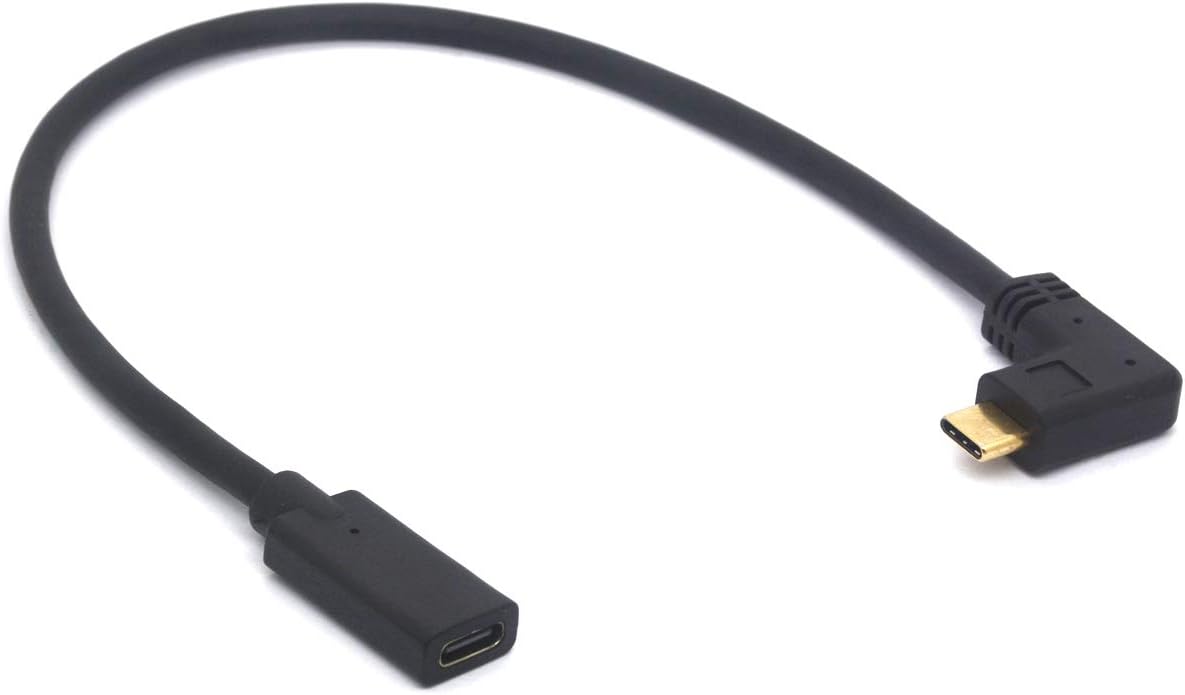 OpenII Angled USB 3.1 Type C Cable Adapter Type-C Male to Female Extender Cord Thunderbolt 3 Charger USB c to c Charging Sync Cable (Side Angle To Female)