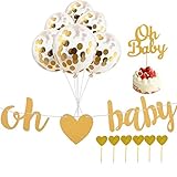 Lillypet Baby Shower Banner, Oh Baby Balloons Oh Baby cake topper for Neutral Baby Shower Party Decorations, Gender Reveal Party Supplies, Unisex Pregnancy Annou