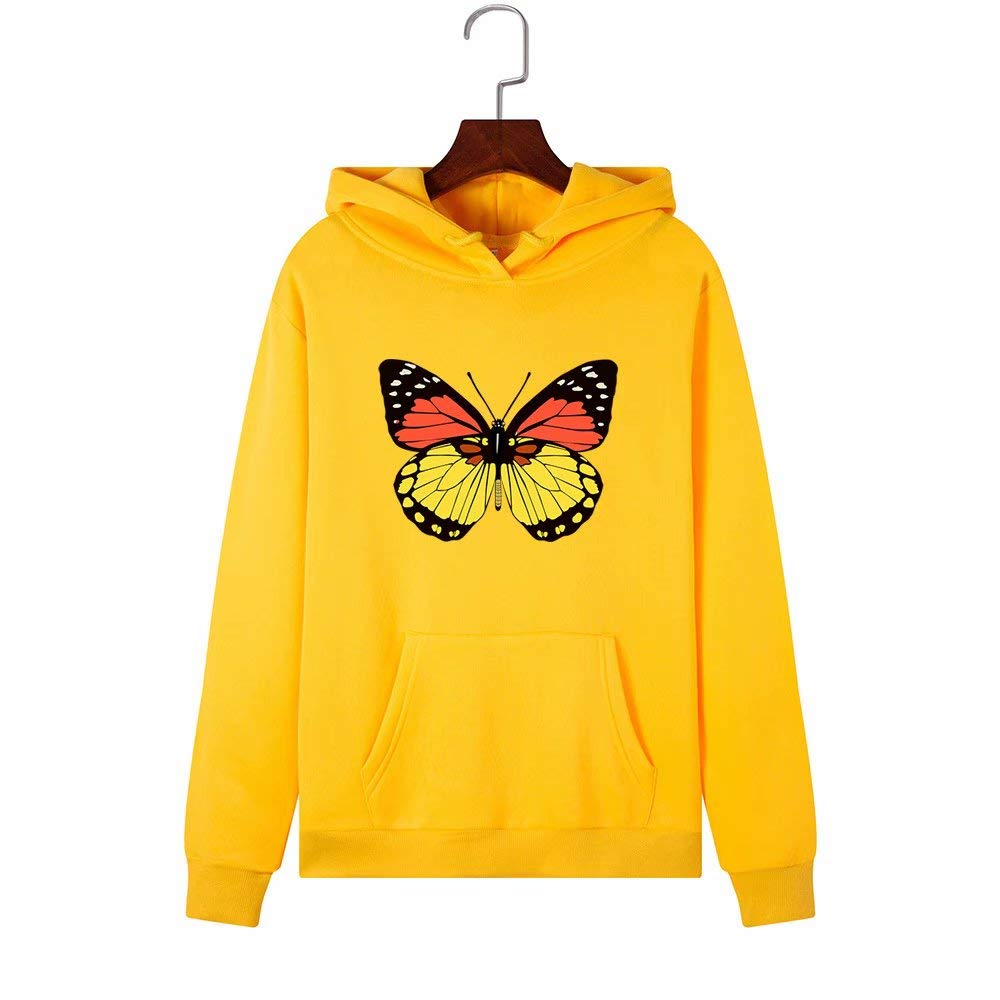 Women's Butterfly Sweatshirts Casual Hoodie Butterfly Print Long Sleeve