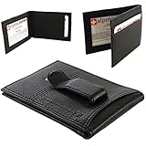 Alpine Swiss Men's Leather Flip-Fold Money Clip Front Pocket Wallet, Black