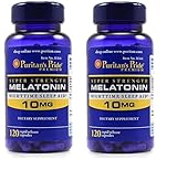 Puritan's Pride Super Strength Rapid Release Capsules Melatonin 10 mg -- 2 Bottles each of 120 Count