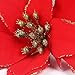 Zabrina 12 Pcs 13cm Christmas Tree Decorative Silk Flower Gold Poinsettia Bush and Red Poinsettia Bush Artificial Flowers Red Glitter Poinsettia Christmas Tree Ornaments, Red
