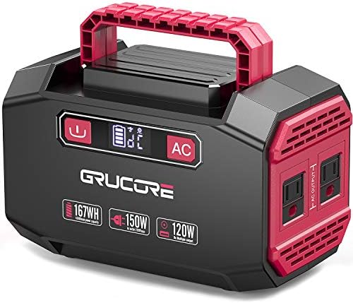 GRUCORE 178Wh Lithium Portable Power Station, CPAP Battery Pack Backup Power Supply with 110V/150W(Peak 250W) AC Inverter Outlet for Outdoors Camping Fishing Home Emergency ยกยญ