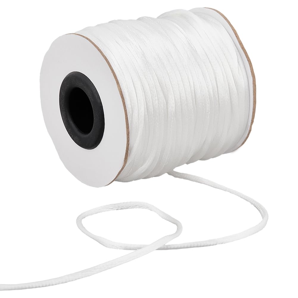 SUNNYCLUE 50 Yards Nylon String 2mm Satin Rattail Nylon Cord Satin Silk Cord String Beading String Satin Thread Chinese Knot Friendship Bracelet String for Jewellery Making Beading Cords Kumihimo
