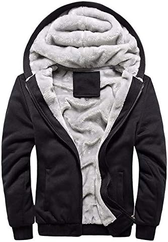 Younthone Mens Hoodie Winter Warm Fleece Zipper Sweater Jacket Outwear Coat Baseball Uniform Sports Jacket Outdoor Windproof Thickening Cotton Coat Casual Loose Large Size Jacket M-5XL