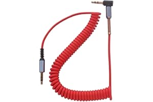 Spiral Durable Strong 3.5mm Jack to Jack Audio Headphone Optional Color Aux Coiled Auxiliary Cable(Red)