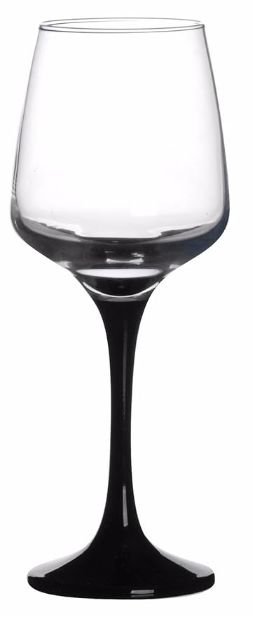 Set Of 3 Black Stemmed Red Or White Wine Glasses 330ml Capacity