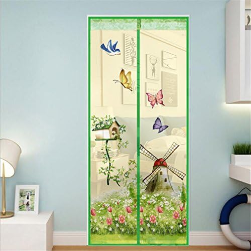 YUANWEI Hands Free Magnetic Mosquito Net Door Screen Soft Yarn Door Curtain Anti Insect Fly Magic Mesh Blue 90X210 cm