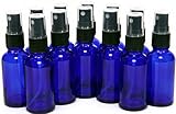 12, Cobalt Blue, 1 oz Glass Bottles, with Black Fine Mist Sprayers