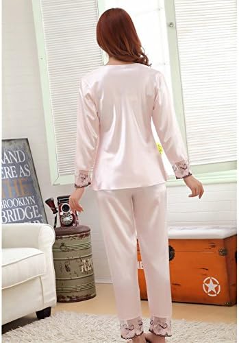 Hengzhi Women's Satin Sleepwear Pajama Set Sexy Long Sleeve Nightgown Plus Size
