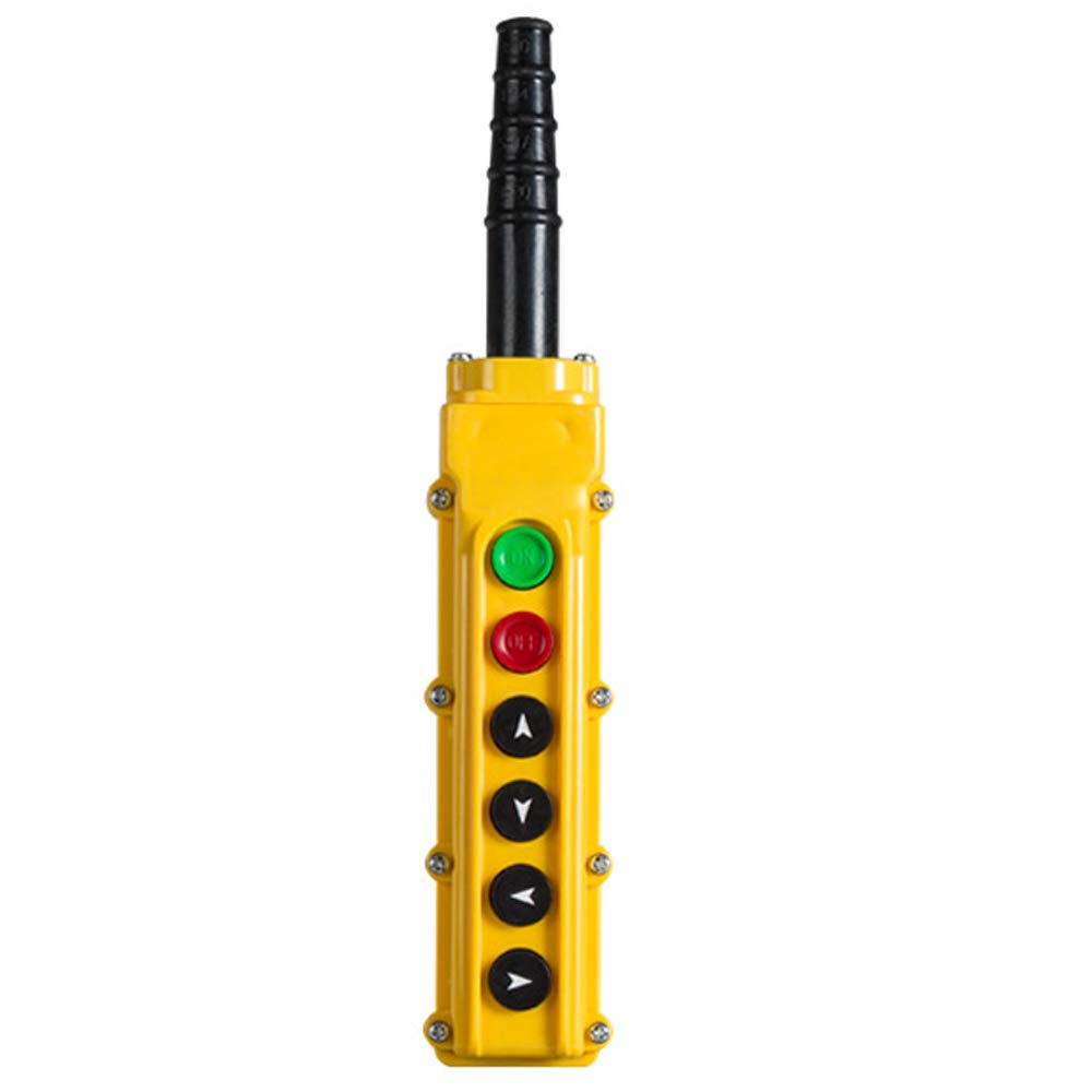Interruptor Colgante De Botones Para Polipasto O Grúa - 4 Botones, Parada De Emergencia, ABS, 5A, IP54