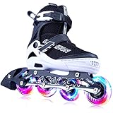 PAPAISON Adjustable Inline Skates for Kids and Adults with Full Light Up Wheels, Outdoor Roller Skates for Girls and Boys, Men and Women