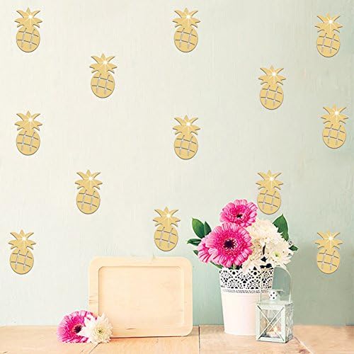 FLY SPRAY 12pcs Pineapple Shape Mirrors Reflective Wall Stickers Modern Acrylic Removable Self Adhesive 3D Fruit Decal Mural For Home Decor Nursery Decoration Gold