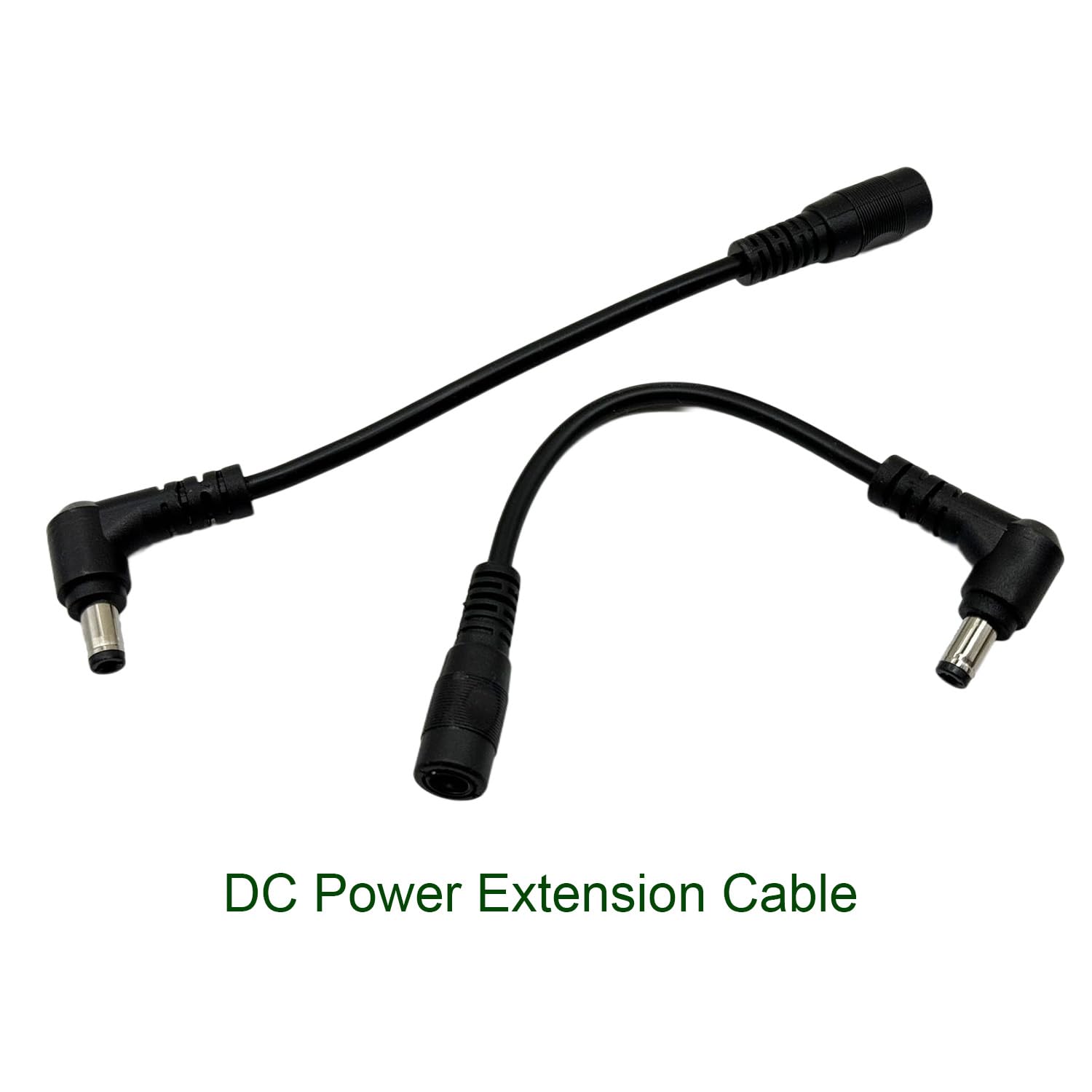 UpperFu 2pcs DC Power Plug 5.5mm x 2.5mm Male Right Angle to 5.5mm x 2.1mm Female Adapter Extension Cable for CCTV Security Monitor Camera Surveillance LED Strip