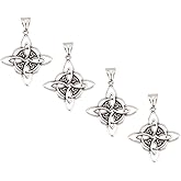 UNICRAFTALE 4Pcs 304 Stainless Steel Charms Antique Silver Tibetan style Manual Polishing Witch Square Knot Charms with pick clasp for Necklace Jewelry Making