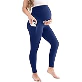 Leafigure Womens Maternity Leggings with Pockets, Pregnancy Buttery Soft Yoga Workout Pants