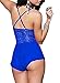 Lingerie Bodysuit for Women One Piece Lace Teddy Valentine's Day Lingerie (Large, Blue.)