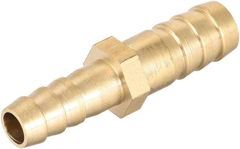 sourcing map Straight Brass Barb Fitting Reducer, Fit Hose ID 10mm to 8mm, Gold, 10mm x 8mm - Image 4