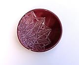 Plum Ring Dish - Handmade Jewelry Holder stamped with geometric pattern and glazed in deep purple / merlot. Boho dish / bohemian style / trinket dish