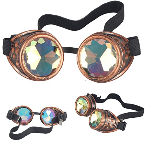 Careonline Steampunk Goggles Welding Cosplay Vintage Spikes Goggles (colorful lens)