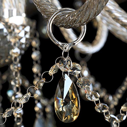 TryE 10 Arm Chandelier K9 Crystal Glass Ceiling Light E12 Pendant Lamp Cognac Color for Living Room Bedroom Hallway Entry - Thumbnail 5