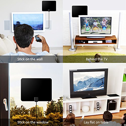 HDTV-Antenna-Shnvir-Indoor-Amplified-TV-Antenna-50-Mile-Range-with-Detachable-Amplifier-Signal-Booster-USB-Slim-High-Performance-Sticker-Multi-direction-Window-Wall-Coaxial-Cool-black