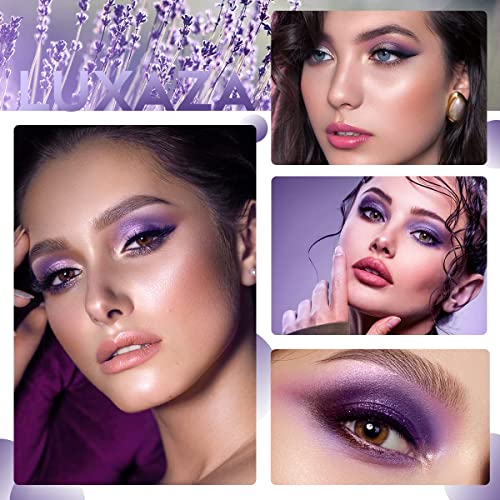 LUXAZA 6 PCS Purple Metallic Eyeshadow Stick Set, Light to Dark Cream Eye Shadow Pencil Crayon Brightener Highlighter Makeup Stick Kit, Hypoallergenic Waterproof Shimmer Eyeliner Make Up