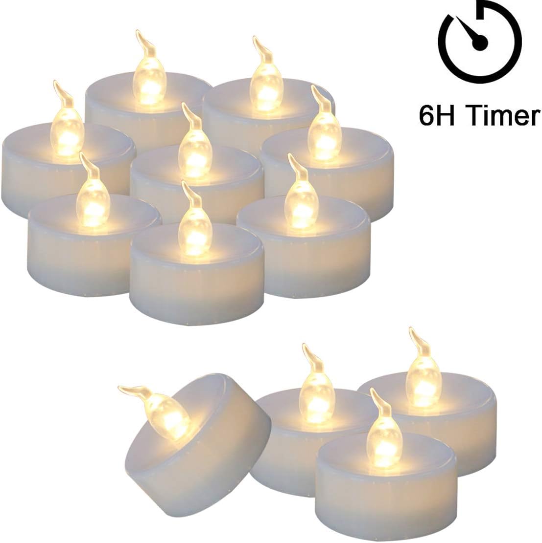 24 Tea Lights Led Flickering with Timer (6 hours on, 18