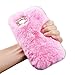 Mihaha Luxury double row Bling Diamond Adorable Lovely Creative Fluffy Rabbit Warm Soft Hair Furry Fur Decorative Soft TPU Case For iPhone 7 Plus (Pink)