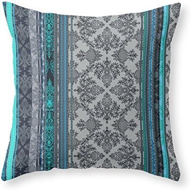 Rocking Giraffe Teal, Aqua & Grey Vintage Bohemian Wallpaper Stripes 16" x 16" Throw Pillow Indoor Cover Pillow Case(not include insert)