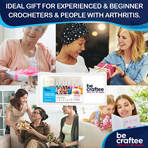 4 BEST+12+CROCHET+ERGONOMIC+HANDLES+COMFORT+Extra+Long+Crochet+Hooks+perfect+Smooth+Needles