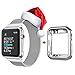WEFU Compatible with Apple Watch Band 38mm 42mm with Case, Stainless Steel Mesh Milanese Loop with Adjustable Magnetic Closure Replacement for iWatch Band Compatible with Apple Watch Series 3 2 1 