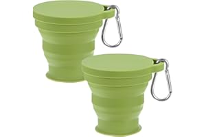 M METERXITY 2 Pack Collapsible Travel Cup, 6oz(180ml) Silicone Portable Foldable Water Cup Bottle with Spring Buckle for Trav