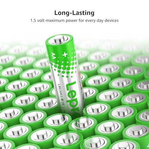 Lepro AA Alkaline Batteries - Pack of 100-1.5V LR6 AA Batteries - 2800mAh - AA Batteries for Daily, Ultra Alkaline Batteries Leak-Proof, Anti-Corrosion Ideal for Alarm Clock, Remote Control, Toy