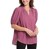 NYDJ Womens Puff Sleeve Popover