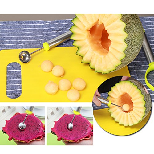NewFerU Fruit Edible Arrangement Garnish Shape Tool Set:Watermelon Slicer Wedger,Apple Corer Remover,Carving Cutter Knife,Melon Baller Scoop,Pulp Separator,Citrus Peeler,Chopping Board,Forks (10) - Thumbnail 4