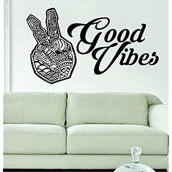 Amazon Com Peace Sign Hand Good Vibes Design Art Decal Wall Vinyl Images, Photos, Reviews