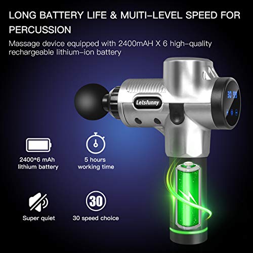 Deep Tissue Percussion Muscle Massager Carrying Case Massage Gun for Pain Relief, Handheld Electric Cordless Body Massager Sports Drill Portable Vibratio Super Quiet Massager - Thumbnail 3