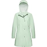 Mixxmix Rain Jacket Womens Waterproof with Hood, Long Rain Coat Windproof Windbreaker Outdoor Rain Trench Coat S-XXL