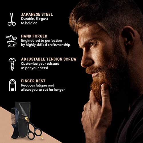 ONTAKI 5.5" Professional Japanese Steel Beard Mustache Scissors Salon
