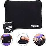 ONWEGO ‘Soft-Top’ Inflatable Backpacking, Camping, Travel Pillow - Ultralight, Compact, Portable, Easy Carry On - Car, Airplane, Bus, Train (Black)