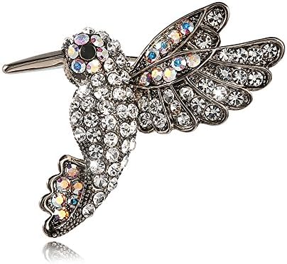 Brooch Pin, for Women Clear Crystal Iridescent Colored Rhinestones Hummingbird Brooch