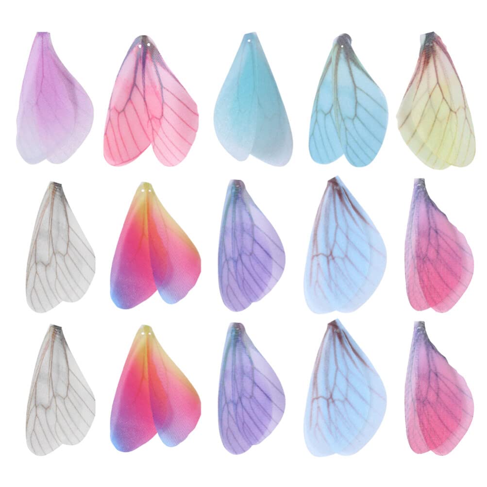 NUOBESTY 50pcs Butterfly Wings for Crafts Fairy Butterfly Wings Dragonfly Wing Charms Artificial Wing Decors Hair Clip Gauze Dragonflys Wings Pendant Dresses Wing Decor Jewelry Earring Miss